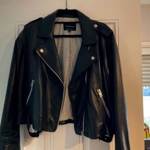 Lucky Brand real black leather moto jacket NWOT
